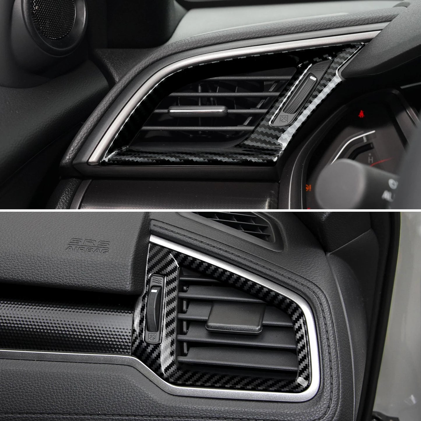 For Honda Civic 10th Gen (2016 -2021) Interior Accessories, Car Center Console Gear Shift Panel , Carbon Fiber ABS Trim Sticker