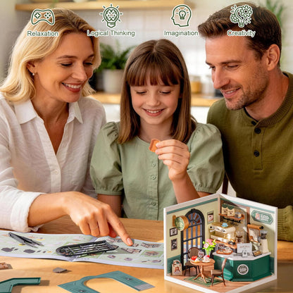 Rolife DIY Miniature House Kit Super Creator Serious Perfect Romance Café Dollhouse 3D Puzzle Model Building Kit Home Desk Decor