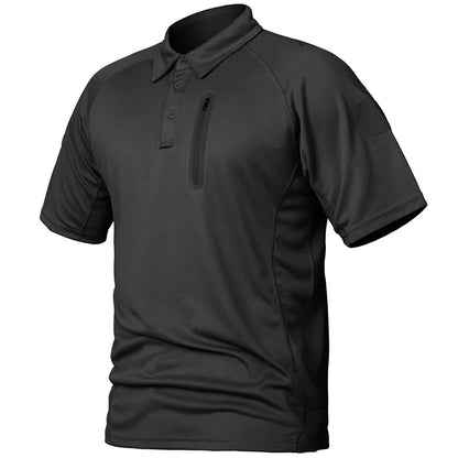 Men's Short Sleeve Polo Shirts Summer Tactical Polo with Zip Pocket Outdoor Hiking Golf Shirt Big Plus Size USA Size