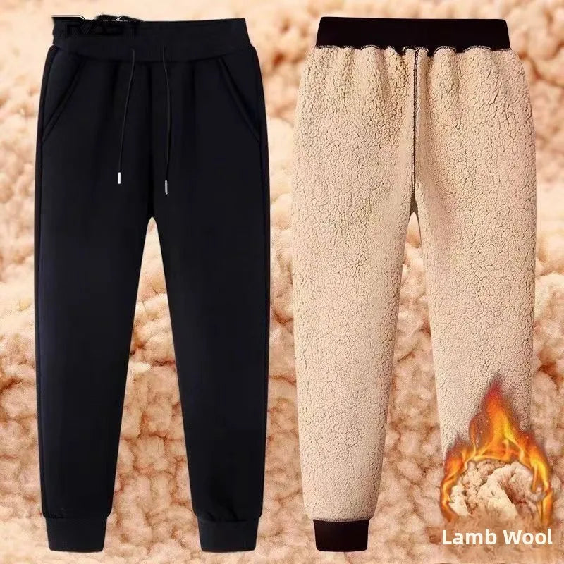 2025 New Men's Loose Lamb Velvet Thickened Warm Cotton Pants Outdoor Wear Resistant Cold Casual Long Trousers Fashionable