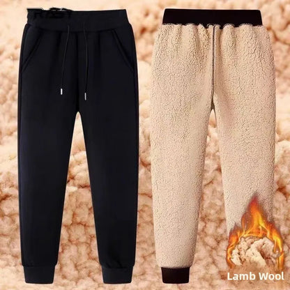 2025 New Men's Loose Lamb Velvet Thickened Warm Cotton Pants Outdoor Wear Resistant Cold Casual Long Trousers Fashionable