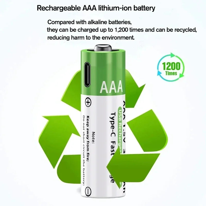 2025NEW Lithium-Ion Battery Type-C Rechargeable High-Capacity Battery AA&AAA Battery For remote control, mouse, electric toys
