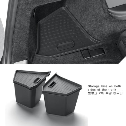 Trunk Side Storage Box Space Optimization Corrosion Resistant TPE Organizer Bins with Lids 1 Pair 2026 Tesla Model Y L LWB Trunk