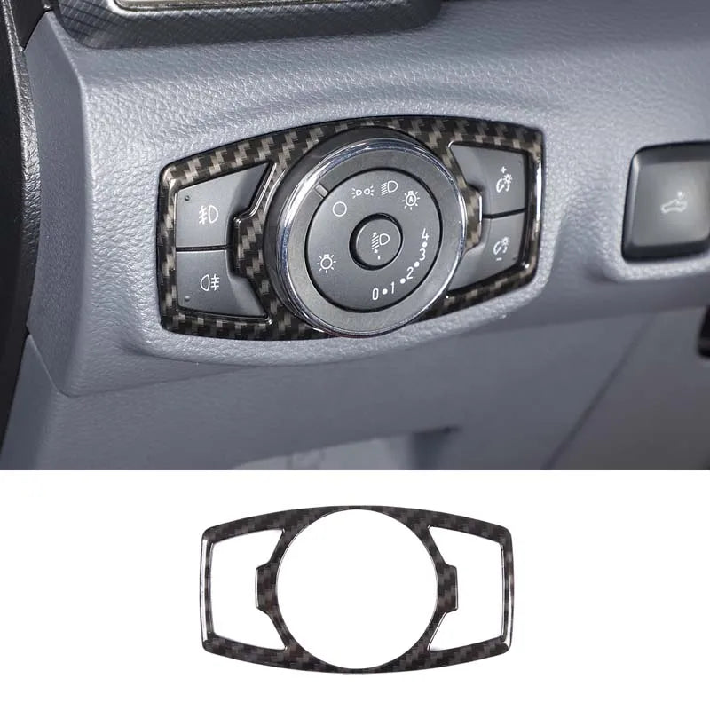 ABS Carbon Fiber For Ford Ranger Wildtrak 2015-2021 Car Center Control Shift Panel Steering Wheel Glass Lift Frame Sticker