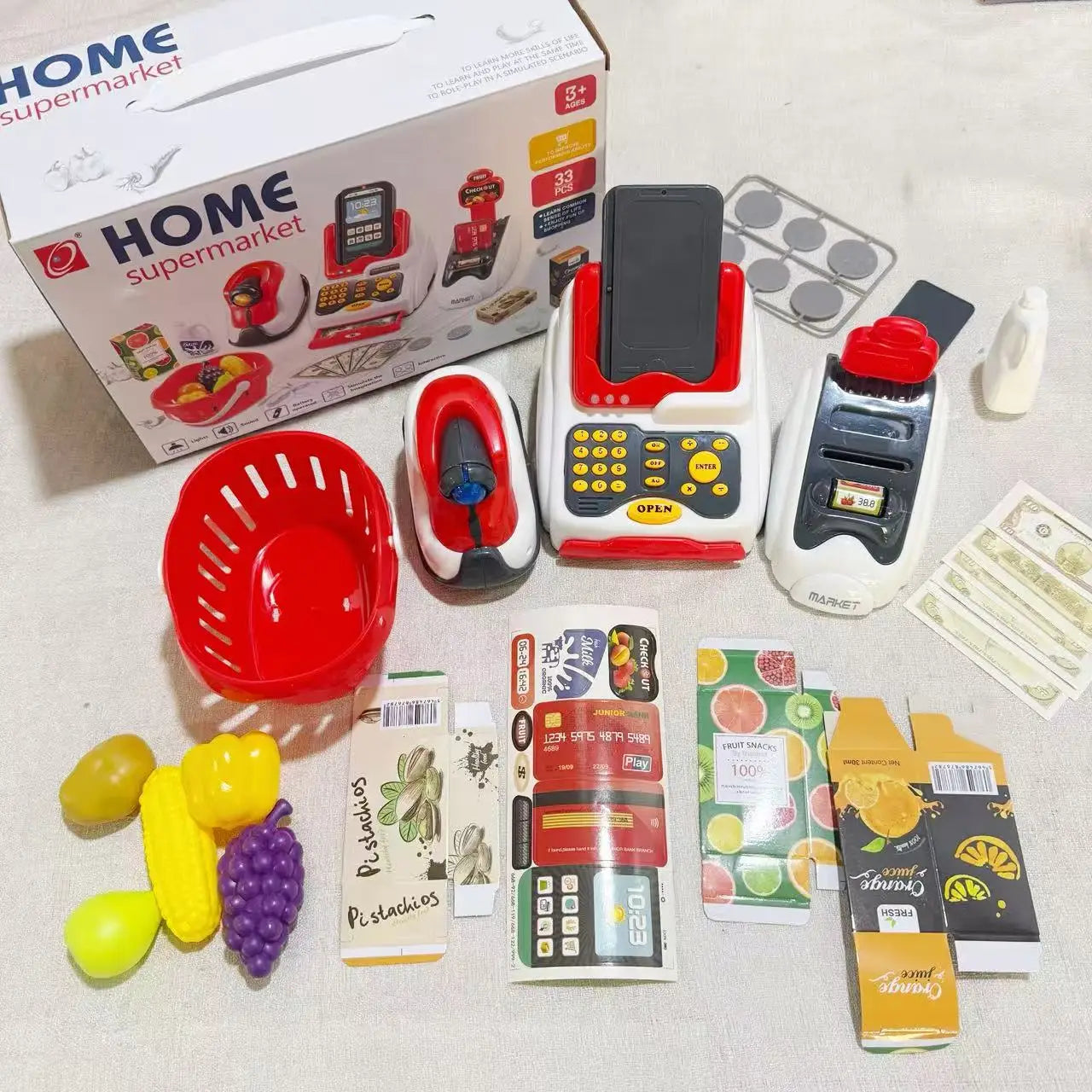 Simulation Electronic Cashier Register Toy Pretend Grocery Shopping Game With Light Sound For Boys Girls Age 3 To 8
