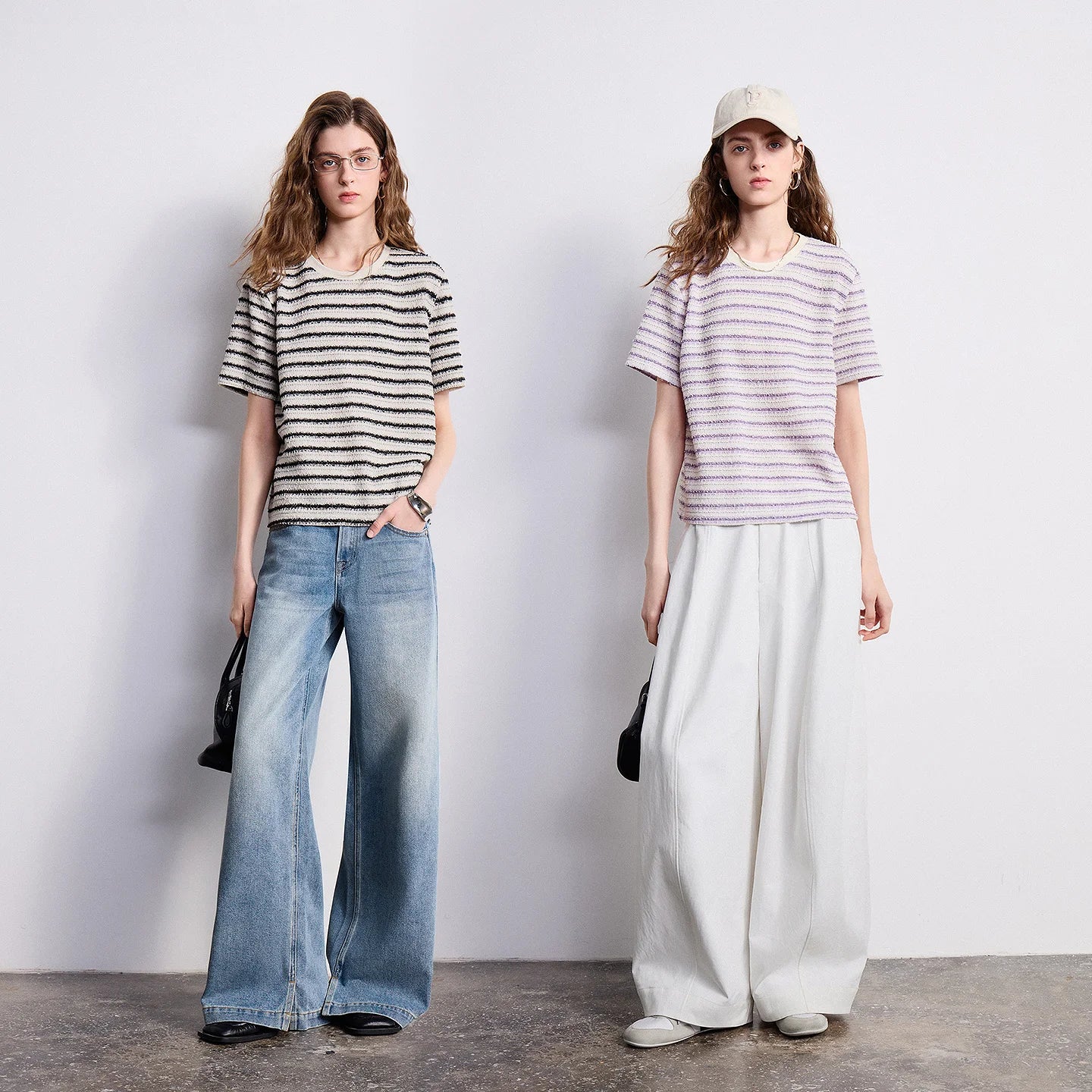 TOYOUTH Women T-shirt 2026 Summer New Striped Round Neck Combined Fashionable Heavy-duty Top