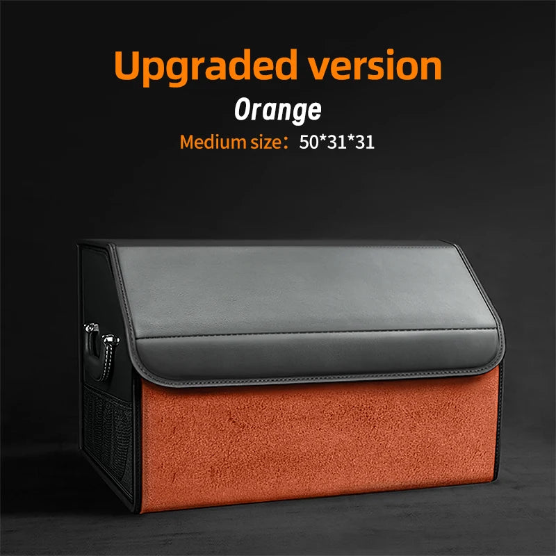 Car Suede Trunk Organizer Large Capacity Leather Foldable Storage Box Portable Multifunctional Tool Organizer Car Accessories