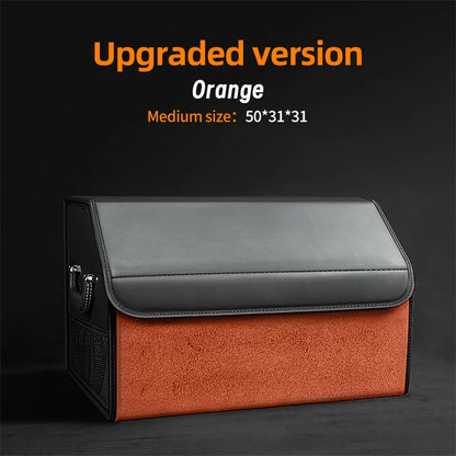 Car Suede Trunk Organizer Large Capacity Leather Foldable Storage Box Portable Multifunctional Tool Organizer Car Accessories