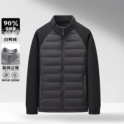 High-quality and fashionable new national standard 90-down lightweight knitted stand-up collar down jacket for men in winter