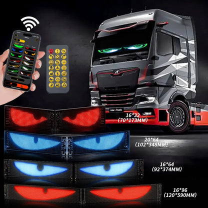 1/2PCS Devil Eyes Light USB-Powered LED Matrix Panel DIY Programmable Flexible LED Screen with App Control for Cars Windshield