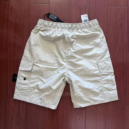 26 New Compass Button Patch Men's Shorts Pants Male Summer Breathable Solid Color Linen Trousers Beach Shorts Fitness Streetwear