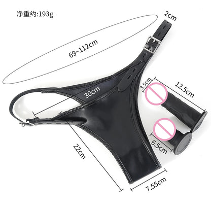 Strapon Double Dildo Vibrator Panties,Strap On Dildo Anal Vaginal Plug Chastity Penis Briefs Sex Toys For Women Masturbation