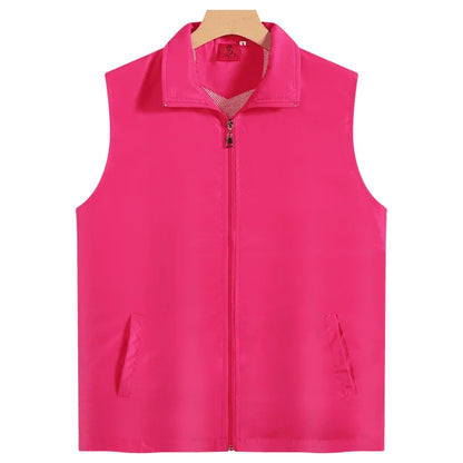 Fashion Vest Custom Logo Solid Color Sleeveless Vest Embroidery Company Team Brand Design Thin Charity Vest Print Pattern Text