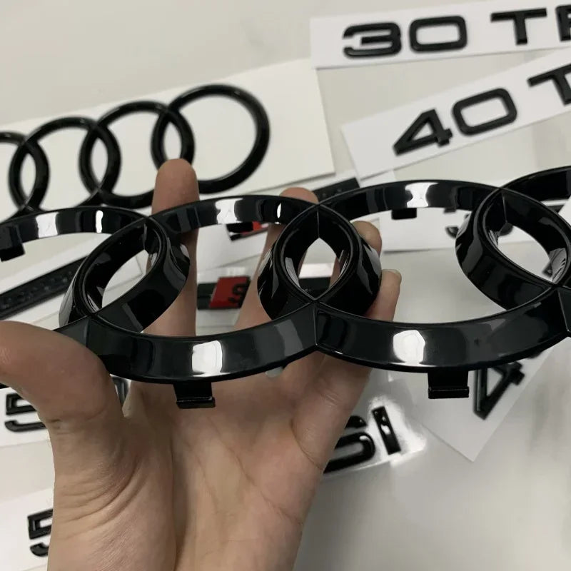 AUDI Q7 4 Ring Logo ABS Black 2010-2015 Car Hood Front Grill Rear Trunk Emblem Badge Sticker Quattro Sline Q7 Accessory refit