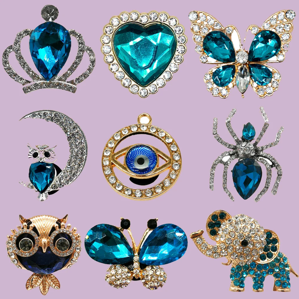 1/9PCS Cute Metal Shoe Charms Spider Owl Shoe Decorations Butterfly Elephant Crown Heart Garden Sandals Accessories For Women