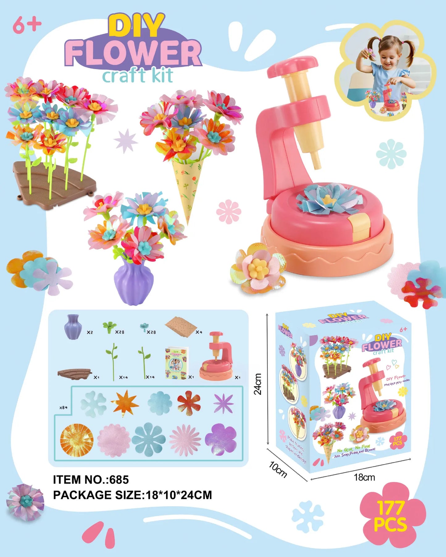 Flower Bouquets Toys Handmade DIY Craft Kits Toys Embossing Machine Toys Parent Child Interactive Puzzle Toy Xmas Girls Gifts