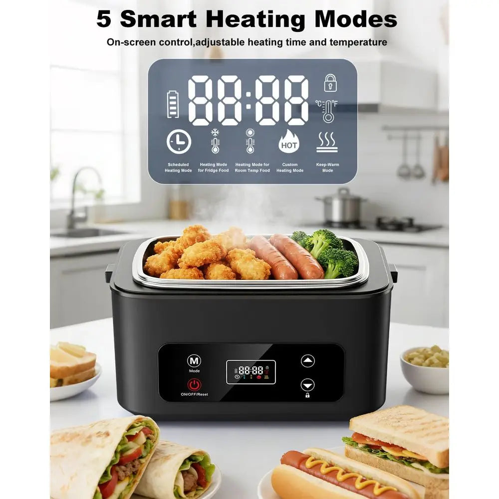 Rechargeable 24000mAh Electric Lunch Box - 2026 Upgraded Portable Food Warmer with Removable Divider for Men, Women, Office, Out