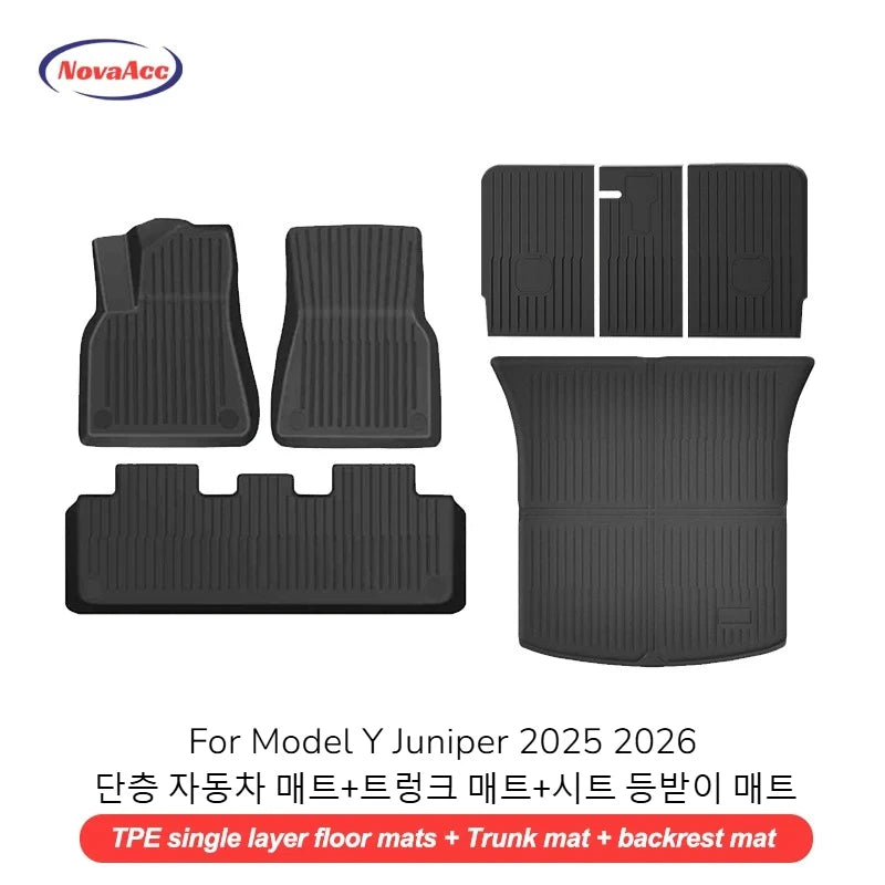 NovaAcc for Tesla Model Y Juniper 2025 2026 Model 3 Highland Floor Mats Trunk Mats Cargo Liners TPE All Weather Water Proof
