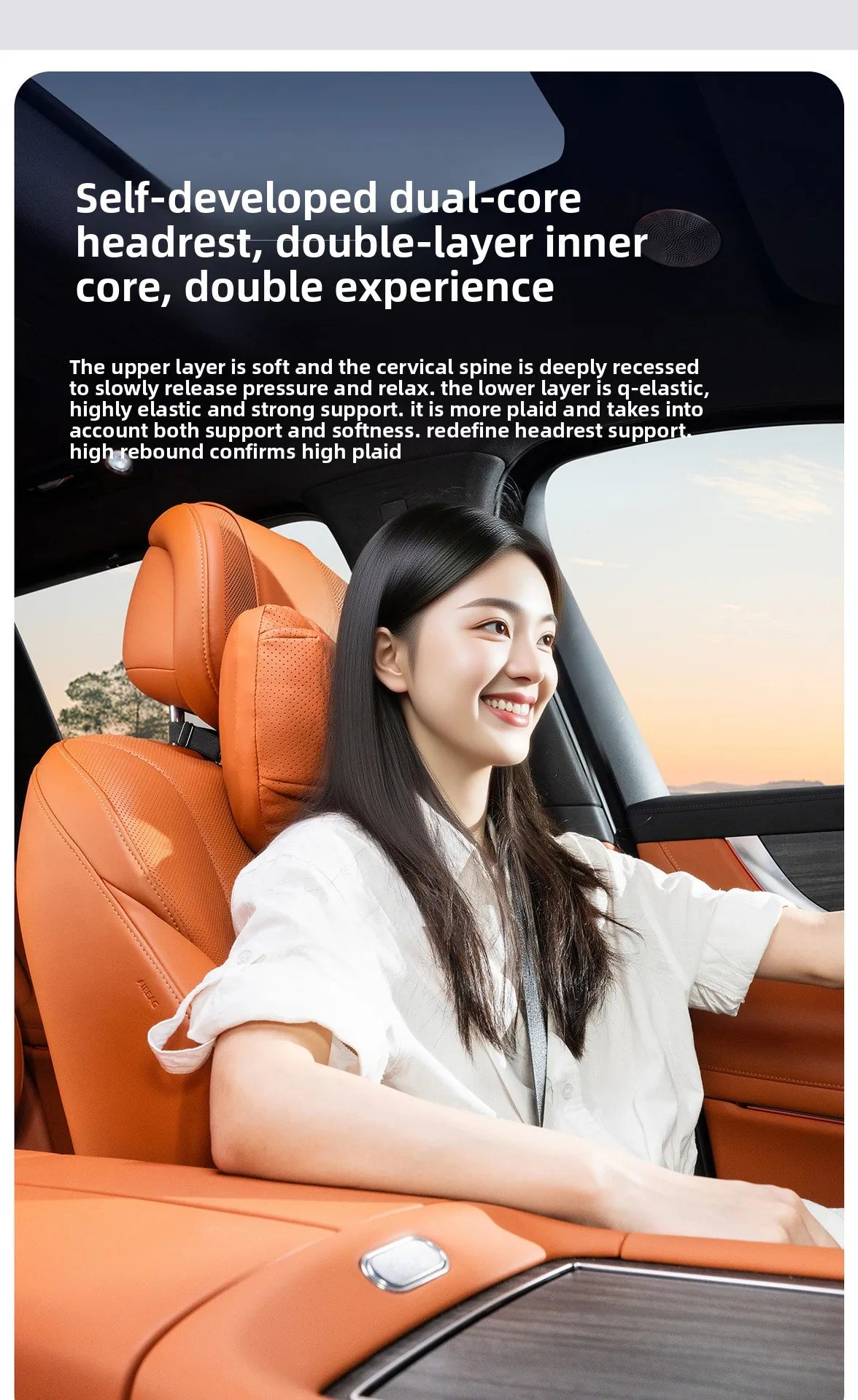 High Quality Universal Car Headrest Cushion Car Seat Neck Pillow High-grade Leather Breathable Lumbar Support Car Pillow