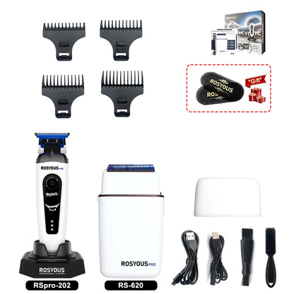 ROSYOUS RSpro-202 Hair Trimmer for Men DLC T-Blade 8000RPM Brushless Motor with Base Charger Professional Hair Cutting Machine