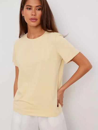 Bornladies Summer 100% Cotton Women's T-shirt Bottoming Basic Fashionable Lady Short Sleeve Loose Tops Shirts Solid 230g/㎡ Tops