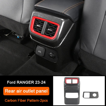Carbon Fiber Car Interior Overlay Accessories For Ford Ranger Raptor Wildtrak T9 2022-2025, Central Gear Shift Panel Door Trim
