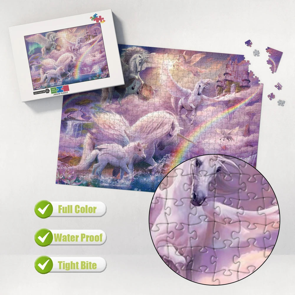 Hd Printing Unicorn Jigsaw Puzzle 300 Pieces Mini Kids Educational Toy Adult Stress Relief Game Cartoon DIY Family Birthday Gift