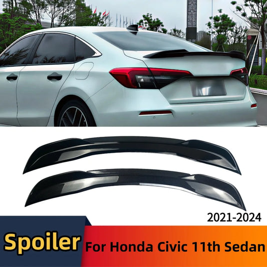 Rear Sport Wing Trunk Spoiler For Honda Civic 11th Gen Sedan 2021-2024 Air Dam Deflector Glossy Black Trim Tuning Accessories