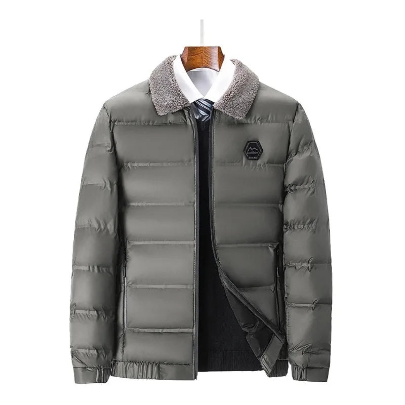 Winter Jacket Men Fleece Collar Graphene Self-heating Thicken Warm Casual Parkas Man Quality Cold Protection Coat Male Overcoat