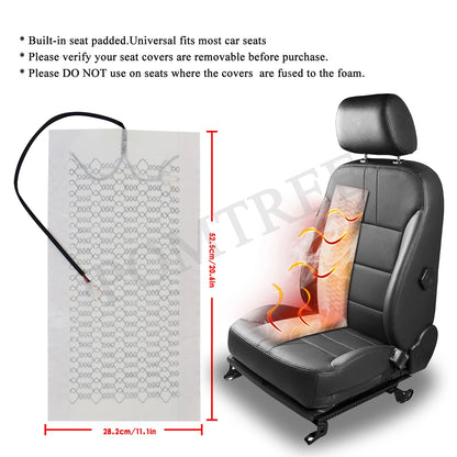 New Build-in Car Seat Heater Kit Fits 2 Seats Universal Alloy Wire/Carbon Fiber Heating Pad Single 3-level Square Control Switch