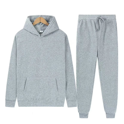 Men's autumn and winter new color solid color multi color optional hooded sweatshirt+pants fashionable casual sports set s-3XL