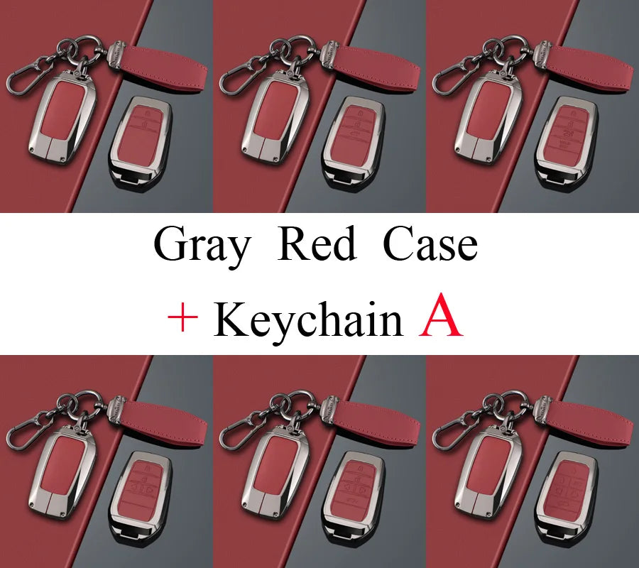 Zinc Alloy + PU Leather Car Key Case Cover For 2019-2025 Land Cruiser Highlander Camry Sienna Venza Hilux Fortuner Corolla Prius