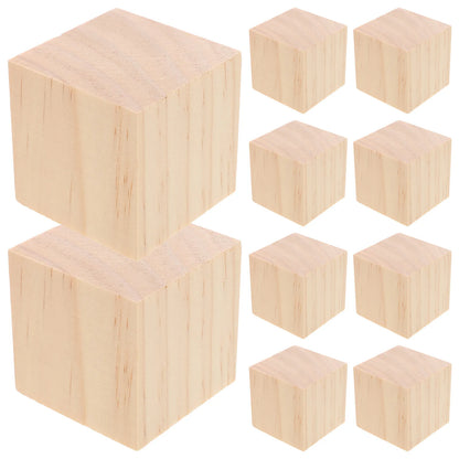 20Pcs Craft Wood Blocks Natural Solid Wood Squares 5Cm Blank Cubes for Painting Doodling Kids Learning Tools Family Interactive