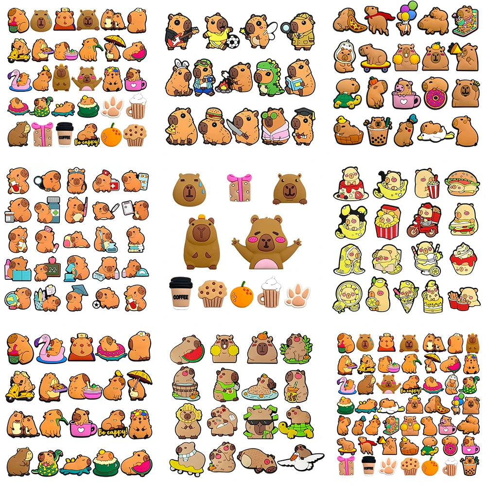 10-50pcs Cute Animals Capybara Shoe Charms PVC Shoes Accessories Decoration Buckle for Clog Sandals Wristband Kids Party Gift