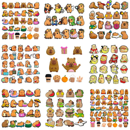 10-50pcs Cute Animals Capybara Shoe Charms PVC Shoes Accessories Decoration Buckle for Clog Sandals Wristband Kids Party Gift