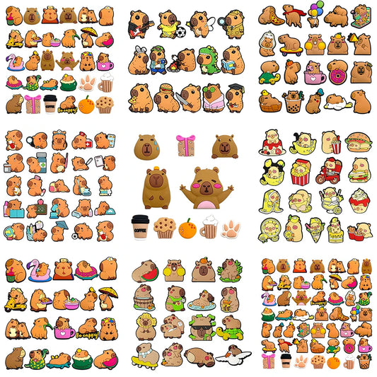 10-50pcs Cute Animals Capybara Shoe Charms PVC Shoes Accessories Decoration Buckle for Clog Sandals Wristband Kids Party Gift