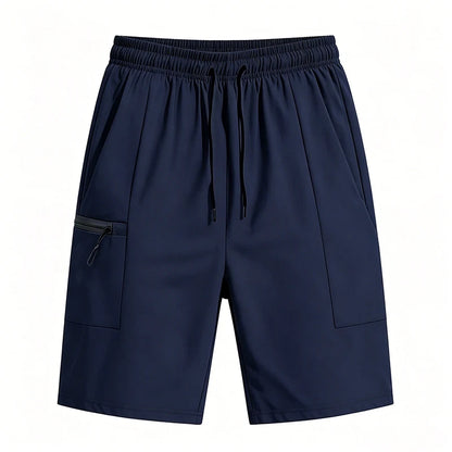 Men Sports Cargo Shorts Summer Elastic Drawstring Waist Loose Fit Zipper Side Pockets Gym Workout Daily Outdoor Street Bottoms