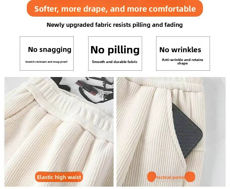 Autumn Winter High Waist Loose Thickened Fleece Harlan Pants Women's Casual Trousers Carrot Style Comfortable Loose Fit