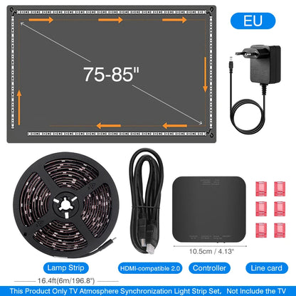 Color Real-Time Sync LED Light Strip For 40-85Inch TV Ambient Backlight HDMI-Compatible 2.0 Device Sync Box Light Kit For TV Box