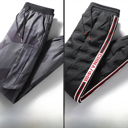 Men's down Pants Thiened Winter Sports Casual Snowboarding Long Trousers Outerwear Warm Cotton Workwear Leisure Outdoor