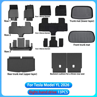 RHD Car Floor Mats For Tesla Model YL Launch2026 Luggage Mat Set Four Seasons Waterproof Anti-slip Trunk Mat Model YL Floor Mats