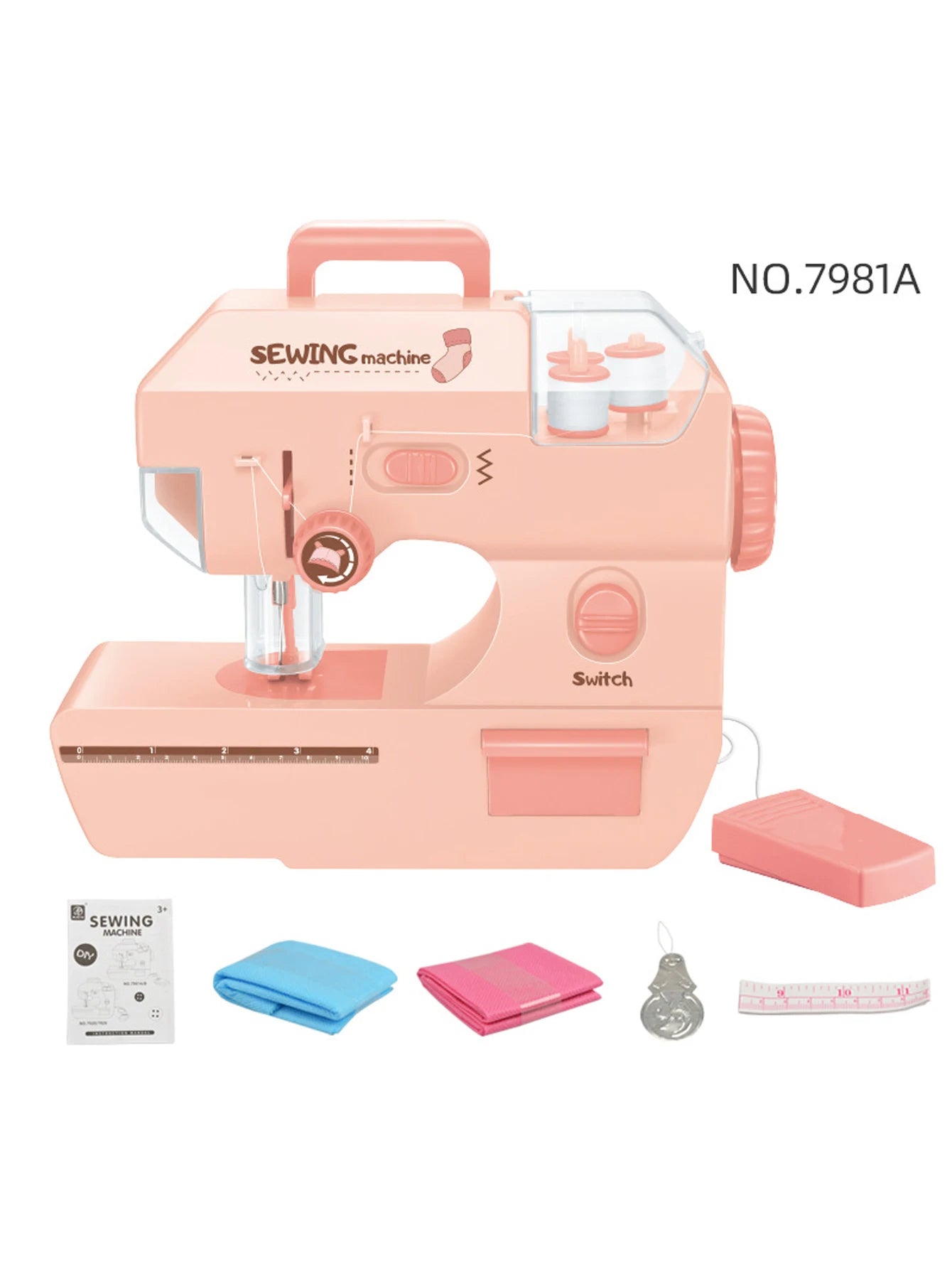 Mini Sewing Machine Toys for Kids, Electric Furniture Model Playing Home Toy with Lights DIY Simulation Sewing Gift for Children