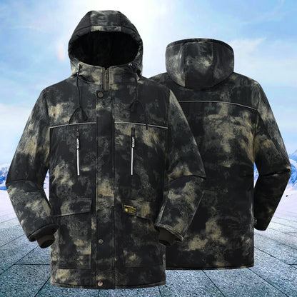 Thickened Fleece Camouflage Winter Workwear Waterproof Outdoor Men's Cotton Jacket Large Size Coat Warmth Protection Outerwear