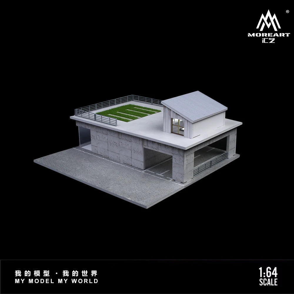 Diorama 1/64 Garage Model City Street Factory Building Scene Parking Lot Model for Die-Cast Car Display Case
