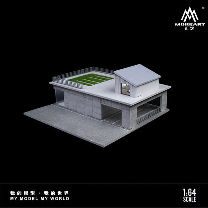 Diorama 1/64 Garage Model City Street Factory Building Scene Parking Lot Model for Die-Cast Car Display Case