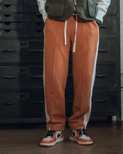 Non Stock 80s Old School Style Two-Tone Sweatpants Mens Cotton Jogging Trousers