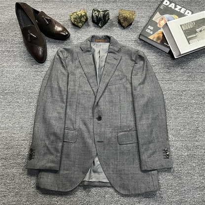 Vintage Unisex Woolen Suit Jacket Simple Casual Plaid Retro Style Warm Windproof Interview Commuting Business Casual Wear