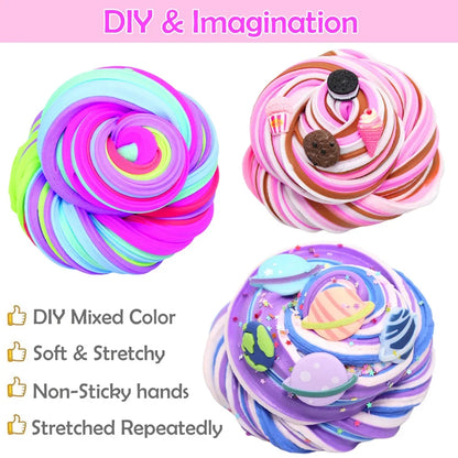 Butter Slime Kit 100ML Super Soft and Non-Stick DIY Fluffy Putty Stress Relief Toys Party Favor Toys For Kids Birthday Gifts
