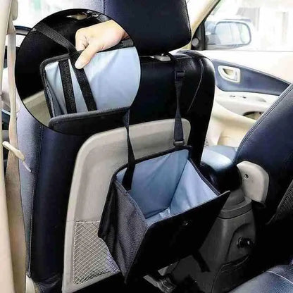 1pc Durable Oxford Cloth Car Trash Can - Multi-functional Folding Hanging Storage Bag, Zipper Compartment, Practical Design