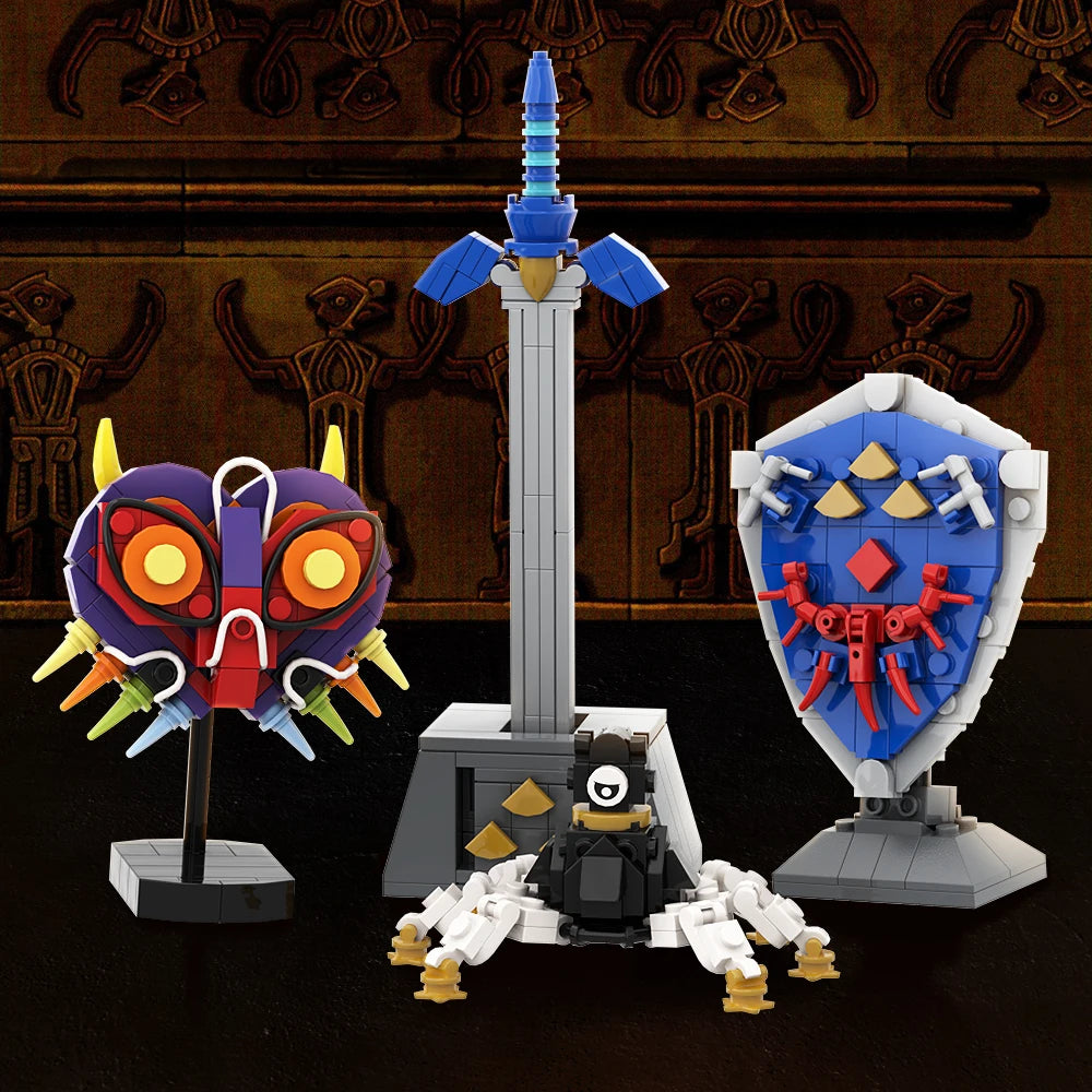 MOC Ideas Nintendoed Game Zeldaed Figures Dark Link Weapon Master Sword Hyrule Fantasy Building Blocks Juguetes Kid Toys Gift